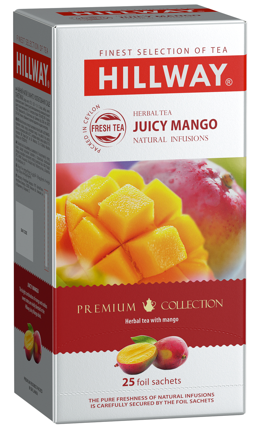 Характеристики <b>Чай</b> <b>в</b> <b>пакетиках</b> фруктовый Hillway Juicy <b>Mango</b>, <b>с</b> <b>манго</b>, 25.....