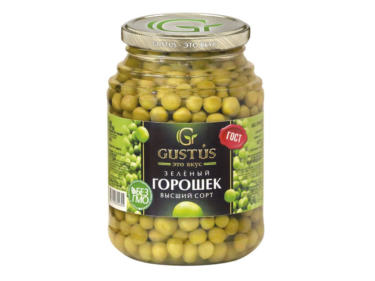 Овощные консервы Gustus Горошек зеленый в/с ГОСТ, 480 г - купить с ...