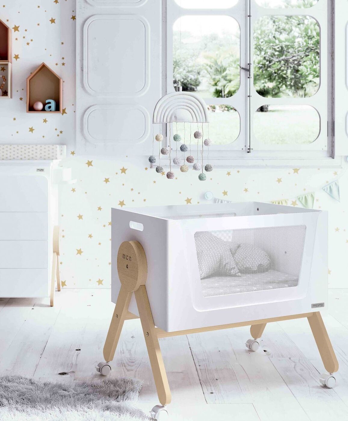 Колыбель Micuna Mini Swing МО1864 white/waterwood купить с доставкой