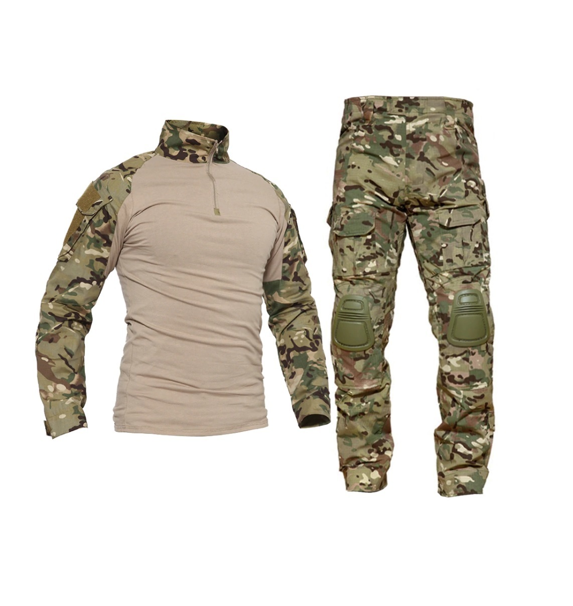 Одежда для страйкбола. Костюм тактический TACVASEN. Tactical Combat uniform с наколенниками и налокотниками Multicam, SS-uf0007mc. Тактический костюм мультикам с наколенниками и налокотниками.