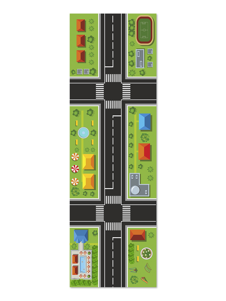 Дорога-коврик для машинок, Обучающий плакат из самокл.пленки по ПДД (город)  - купить с доставкой по выгодным ценам в интернет-магазине OZON (261346381)