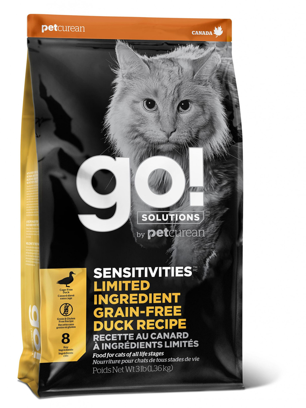 Корм Go! SENSITIVITIES Limited Ingredient Grain Free Duck Recipe (беззерновой) для кошек с чувствительным пищеварением, с уткой, 1.36 кг