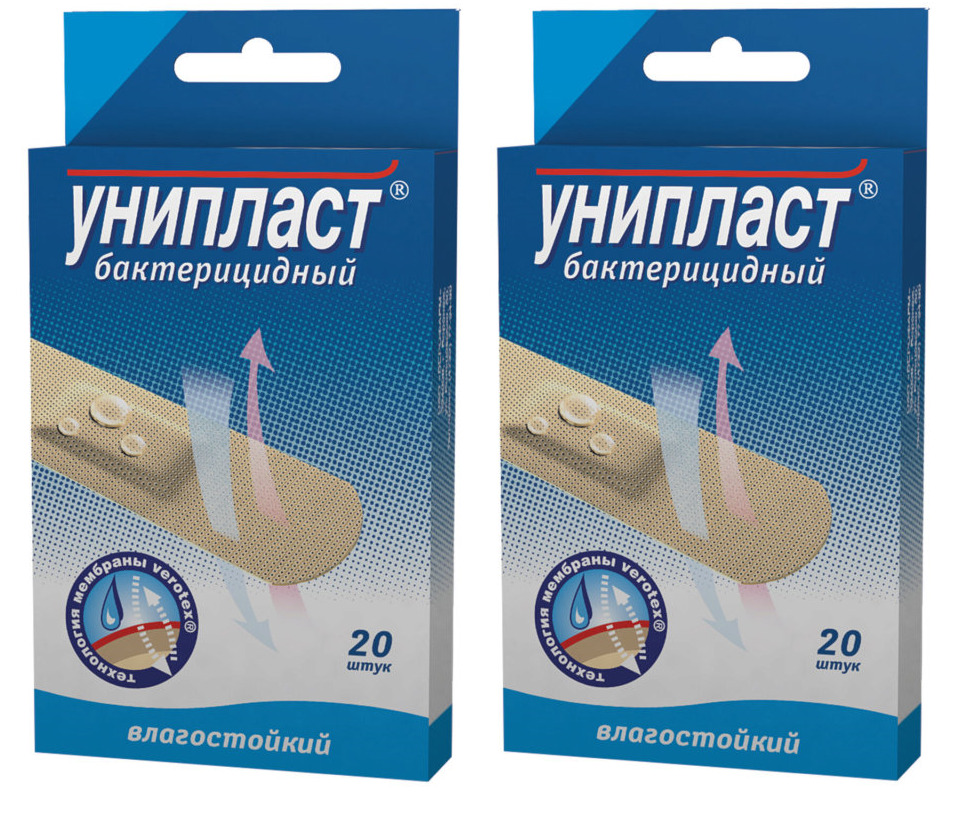 Лейкопластырь УНИПЛАСТ бактерицидных влагостойких 1,9х7,2 см, 20 шт (1 ...