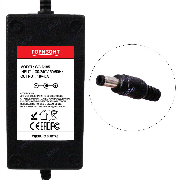 Сетевой блок питания ГОРИЗОНТ SC-A185 18V 5A (5.5*2.5) — купить в ...