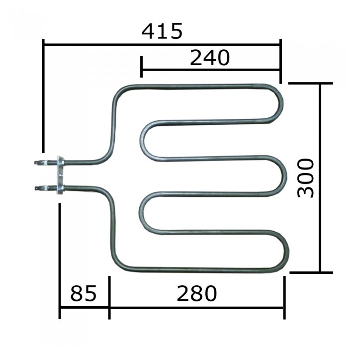 ТЭН для саун и печей 1500W, L385x295мм, прямой, клеммы под разъем, 230V (690-ZSK)