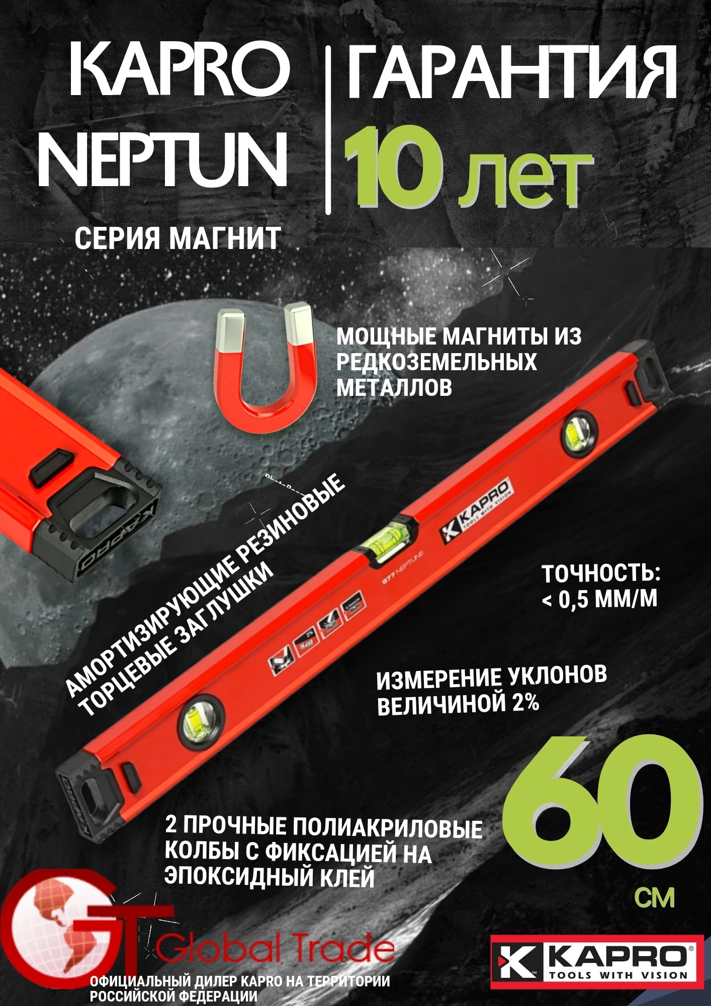 Уровень строительный брусковый Kapro 60 см, глазков: 2 - купить по низкой  цене в интернет-магазине OZON (265022624)