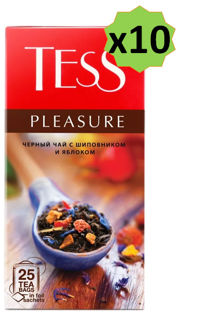Чай черный Tess Pleasure Тесс Плэжа, 10 упаковок по 25 пакетиков ...