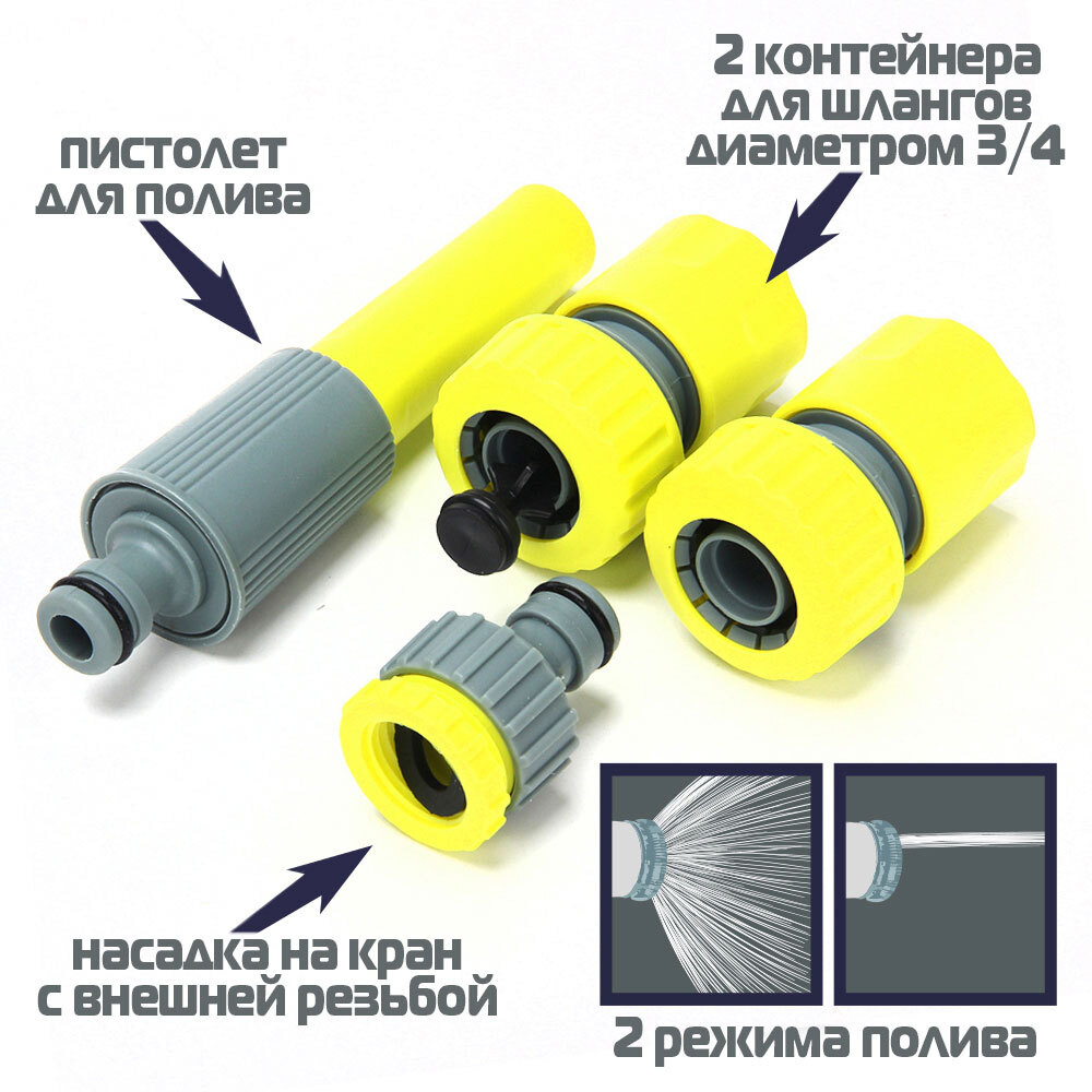 Набор стартовый для подключения шланга d3/4", 4 предмета INBLOOM