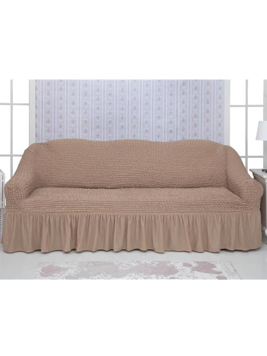 Чехолнадивантрехместный,диван3-хместныйсоборкой,универсальныйнарезинкесподлокотниками