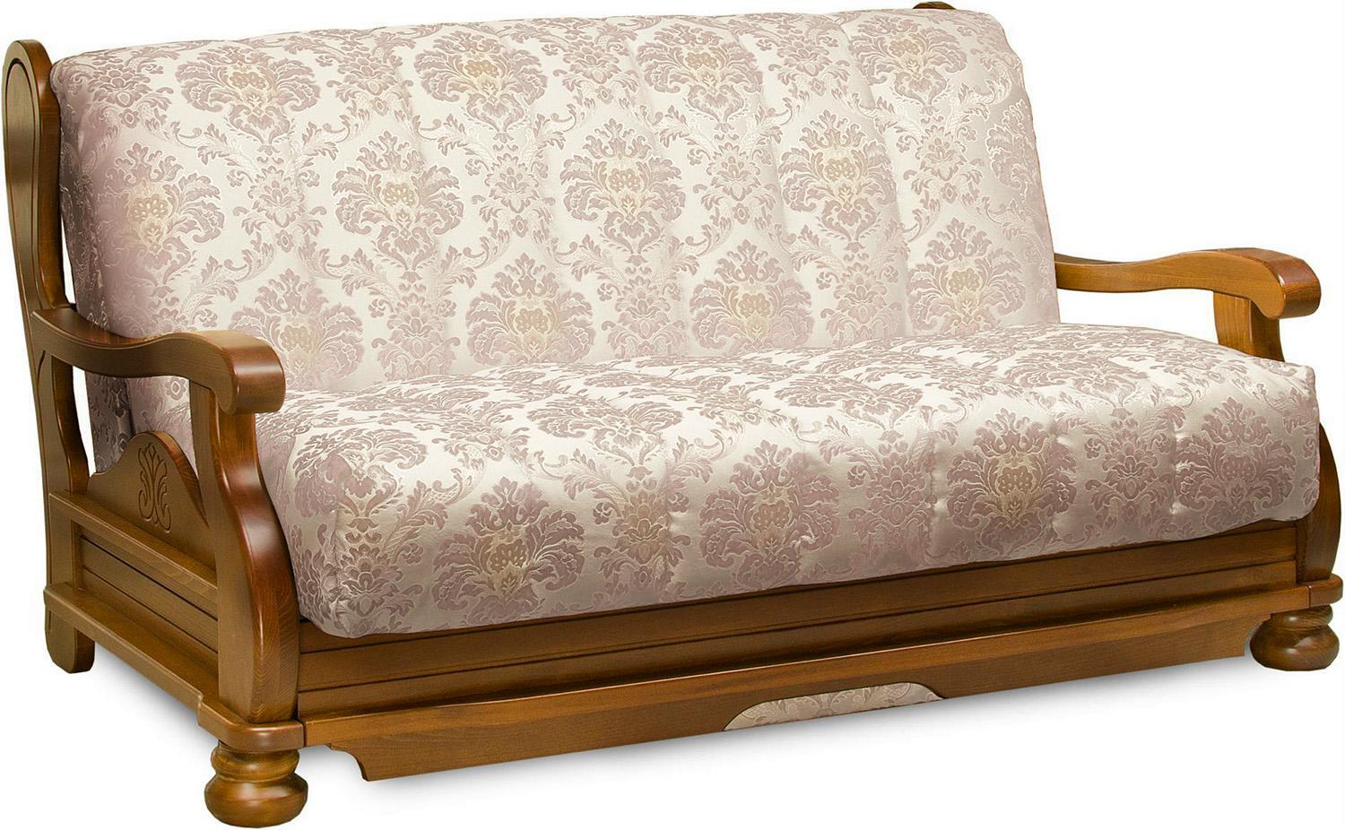 диван аккордеон с ящиком для белья с деревянными подлокотниками