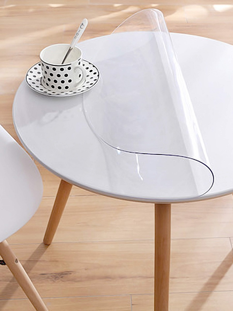 Круглая клеенка на кухонный стол прозрачная силиконовая
