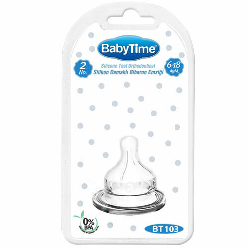 Силиконовая соска с широким горлышком BabyTime 6-18 мес.