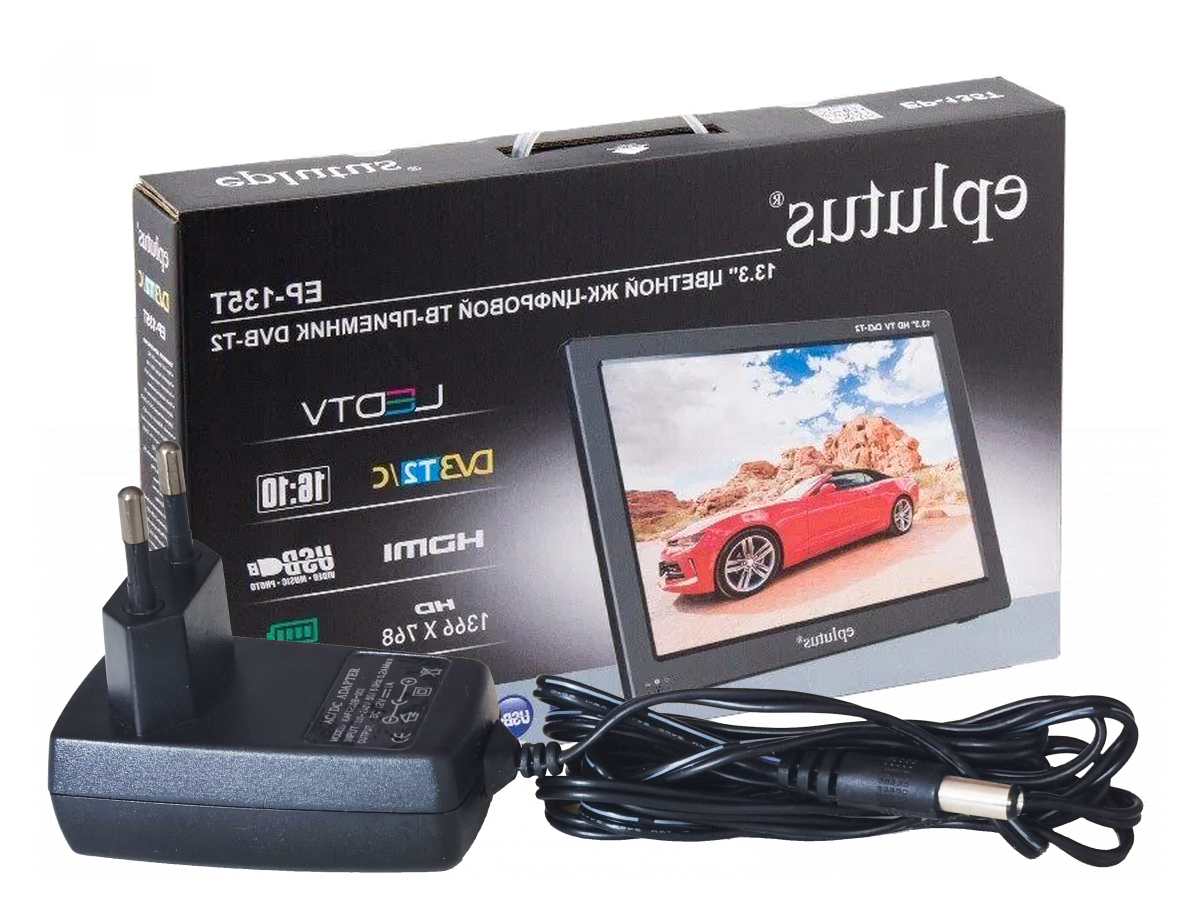 Телевизор с цифровым тюнером DVB-T2/C 13.3 Эплутус Модель: EP-135T  (G78580LET) / HDMI / HD / USB. Цифровой портативный телевизор