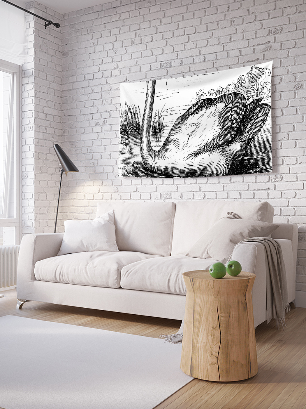 лебеди на стене. декор на стене лебеди. фотопанно joyarty. наклейки на стену лебеди. обои с лебедями на стену.