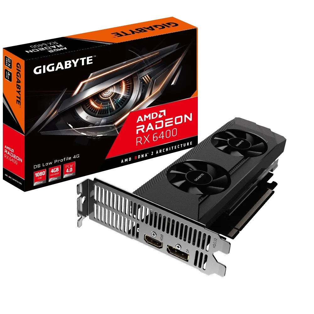 Gigabyte Видеокарта Radeon RX 6400 D6 LOW PROFILE 4 ГБ (GV-R64D6-4GL)