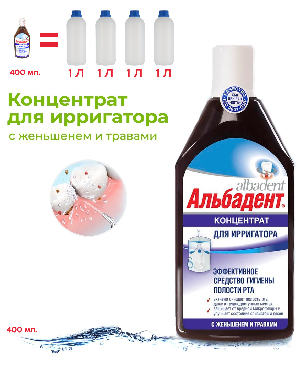 Жидкость для ирригатора альбадент. Альбадент концентрат для ирригатора концентрат 400 мл. Альбадент концентрат для ирригатора. Альбадент концентрат для ирригатора, 400 мл. Альбадент концентрат для ирригатора с женьшенем и лечебными травами.