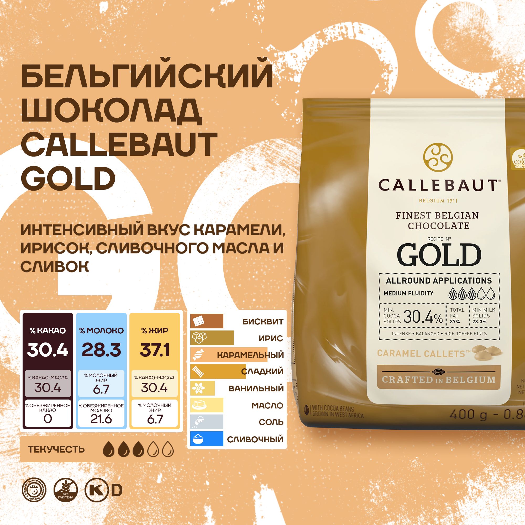 Бельгийский карамельный шоколад Gold Callebaut 0,4 кг