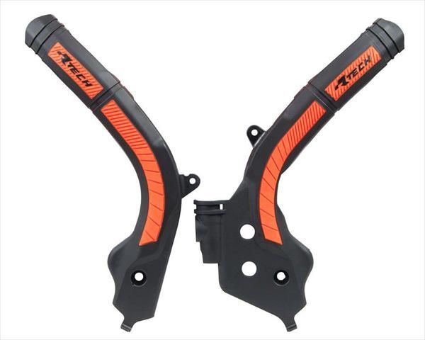 Защита рамы RTech R-PRTKTMNRAR1 на KTM модели TC125 16-22, TC250, FS450, TX, FX 17-22, FC250-450 16-22, TE, FE125-501 17-23 черный и оранжевый