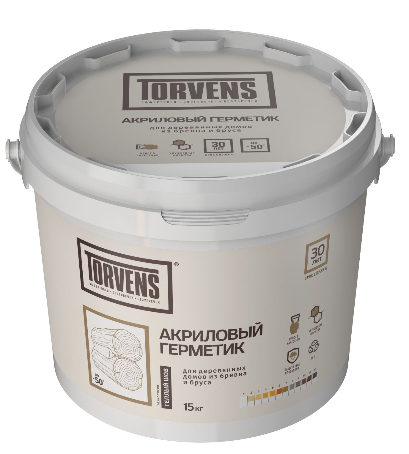 Torvens, акриловый герметик для дерева, 15 кг, Темный шоколад