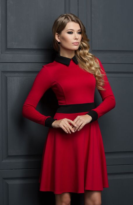 Красное платье из джерси