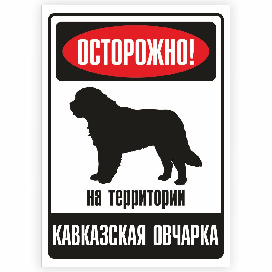 Табличка, металлическая, DANGER DOG, Осторожно! На территории Кавказская  овчарка, 18x25 см, 18 см, 25 см - купить в интернет-магазине OZON по  выгодной цене (849056912)