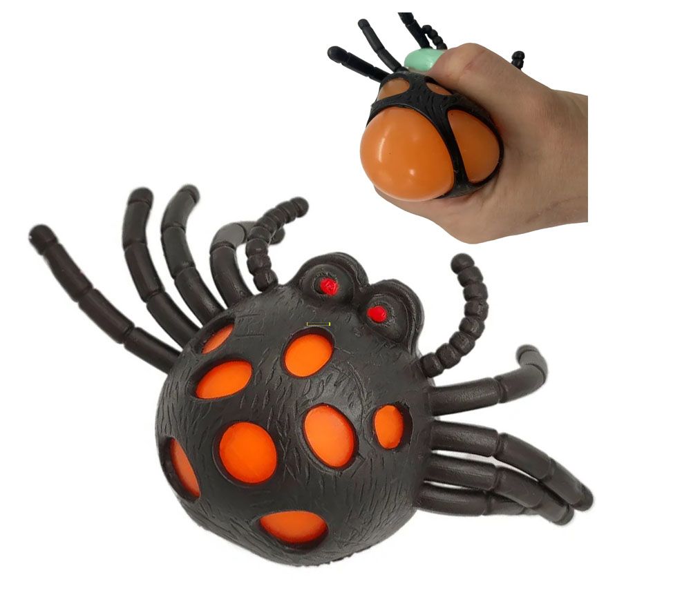Паук оранжевый игрушка. Паук силиконовый. Паук муляж. Антистресс паук