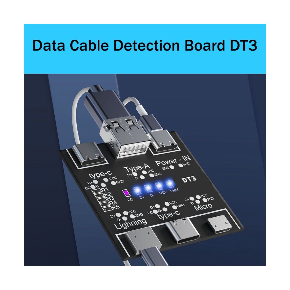 ПлатаобнаруженияUSB-линиипередачиданныхдляIOSAndroidMicro-USBType-CПлатаобнаруженияпереключателякороткогозамыканияDT3ТестерUSB-кабеля