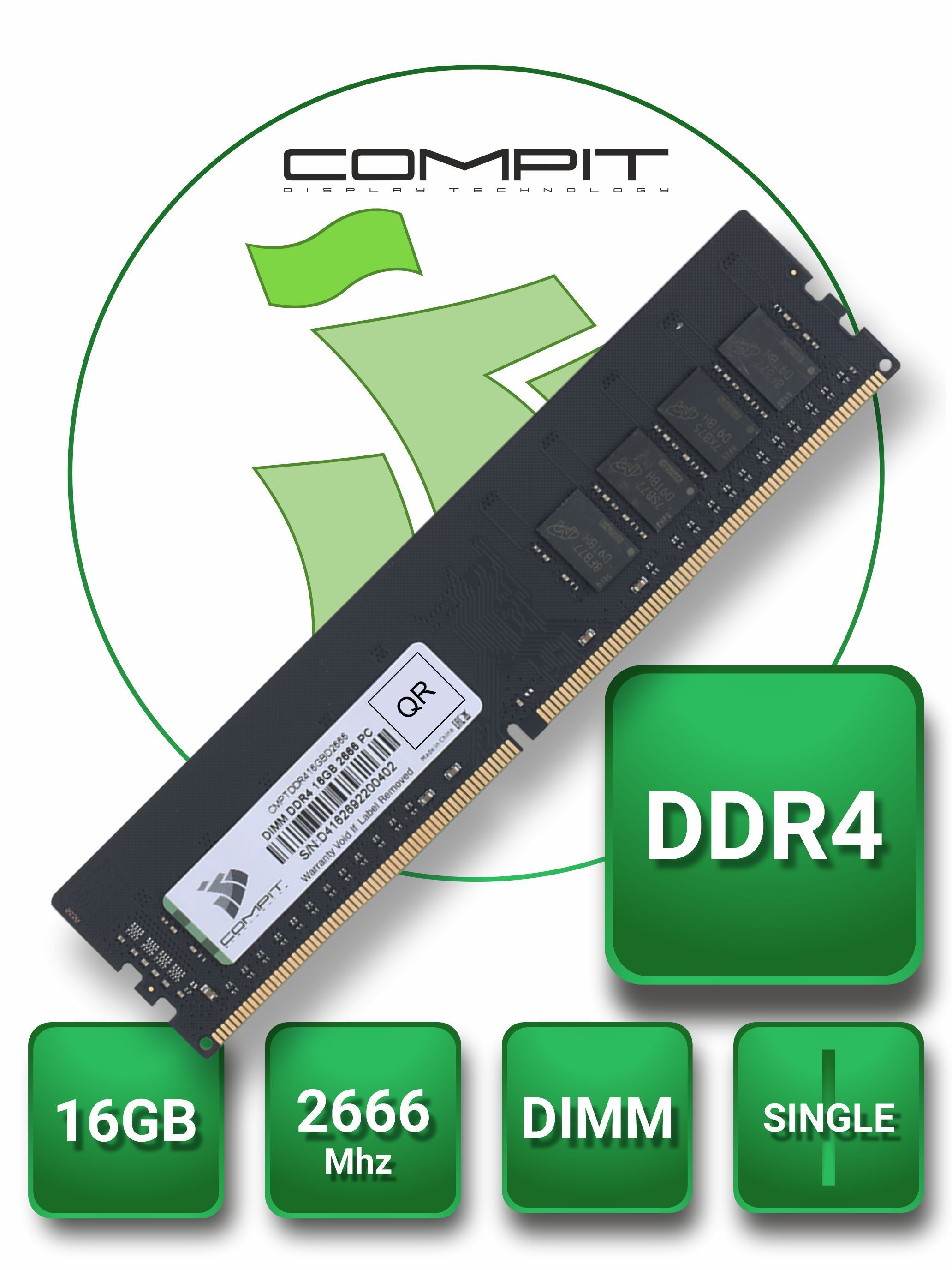 CompitОперативнаяпамятьCMPTDDR416GBD26661x16ГБ(CMPTDDR416GBD2666)