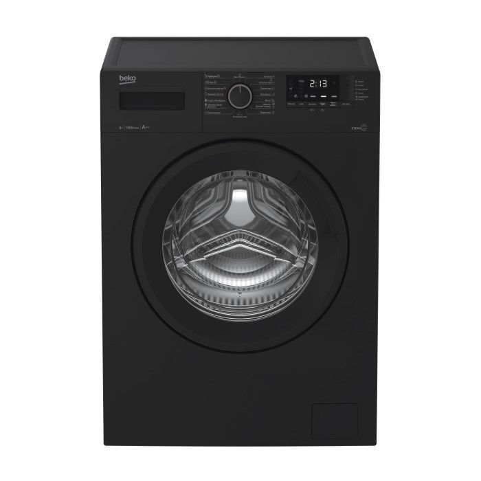 Beko Стиральная машина WSRE6512ZAA, 6 кг, 15 программ, отжим 1000 об/мин, функция пара, класс энергопотребления А++, черный