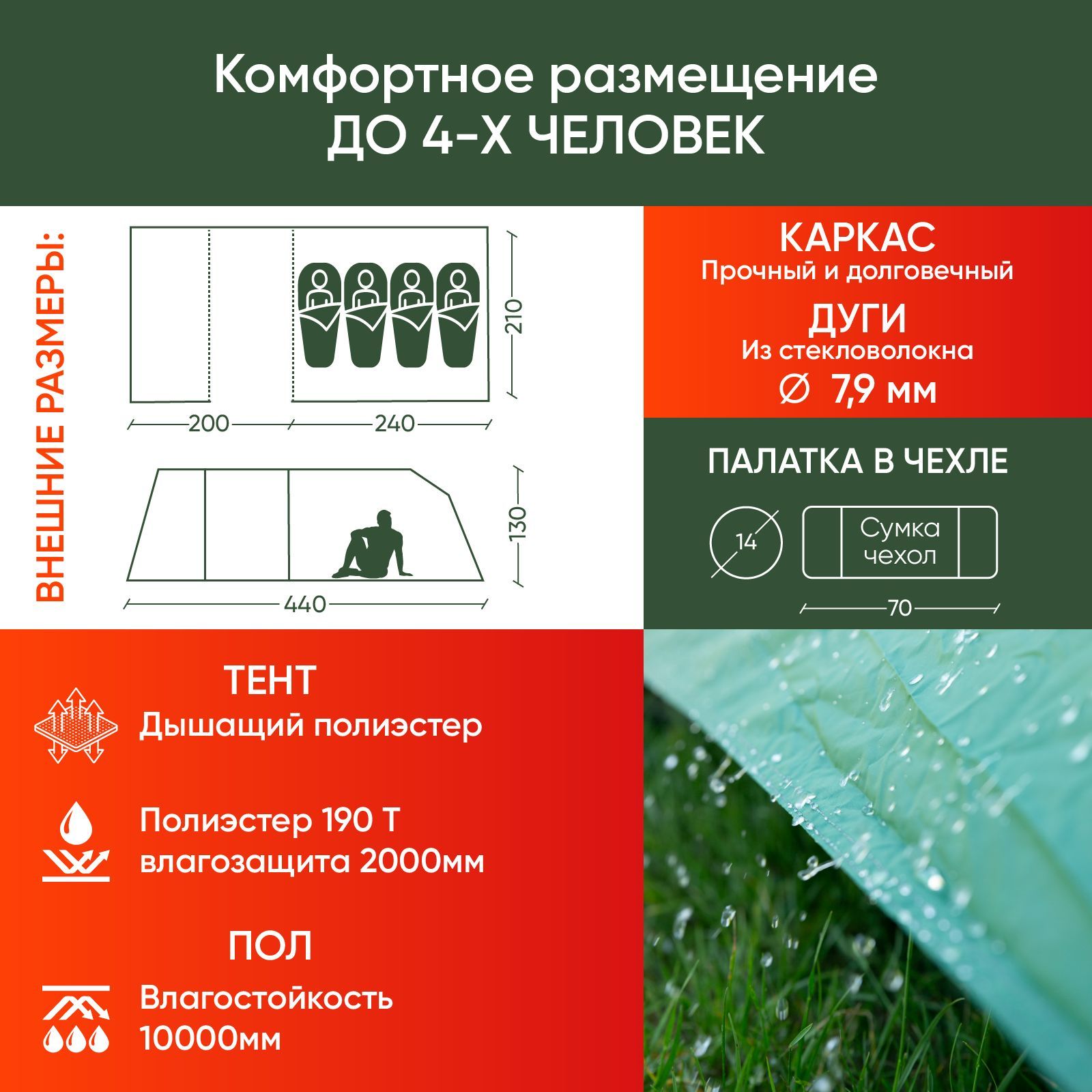 Ами мебель палатка 4 местная