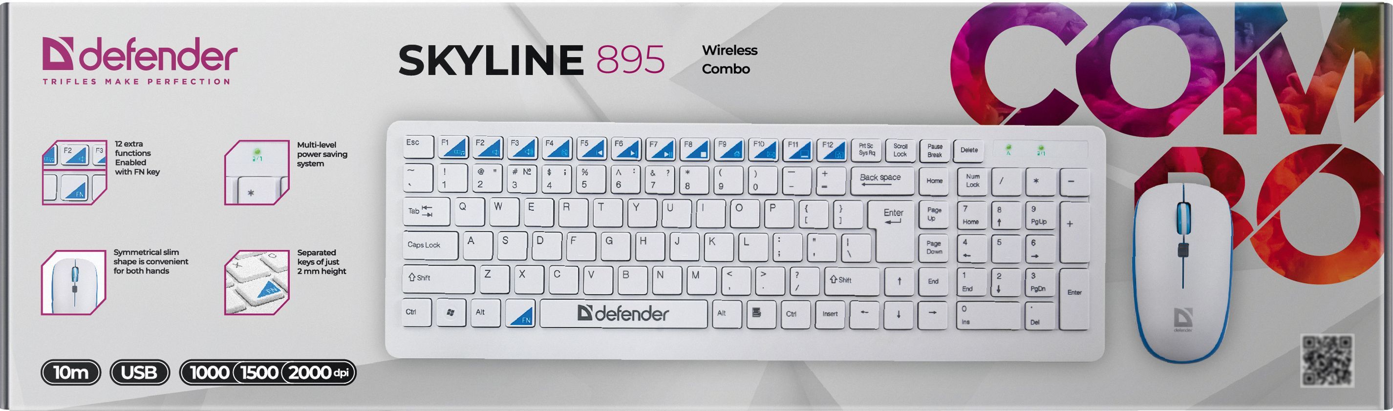 Defender Skyline 895. Defender беспроводной набор Skyline 895 ru,белый, мультимедийный USB. Defender Skyline 895 габарит. Defender skyline