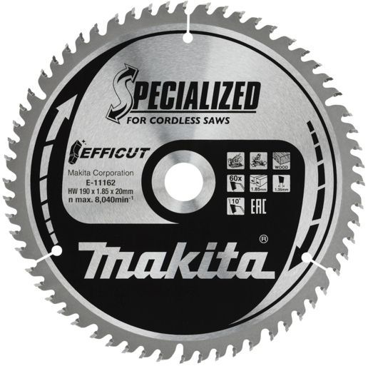 ПильныйдискMAKITA190x20x1.85/1.35x60T,EFFICUT(E-11162)Specialized