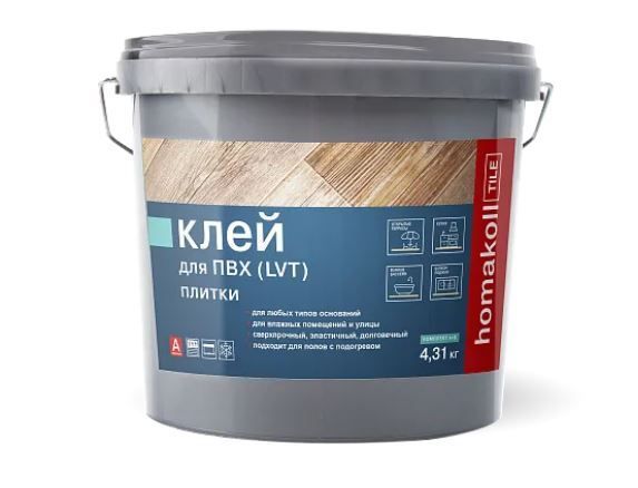 клей HOMAKOLL TILE 2K PU (4,31 КГ) ДЛЯ ПВХ, LVT ПЛИТКИ во влажных помещениях