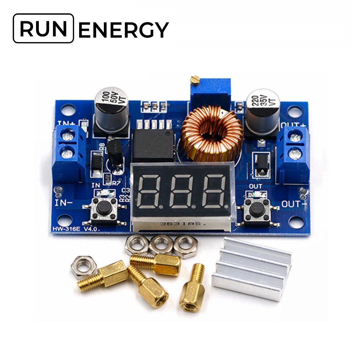 ПонижающийDC-DCмодульXL4015RunEnergyсрегулировкойнапряжения