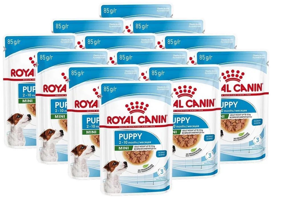 Royal Canin Mini Puppy Мини паппи (в соусе) Влажный корм для щенков собак мелких размеров до 10 месяцев, 85 гр x 28 шт