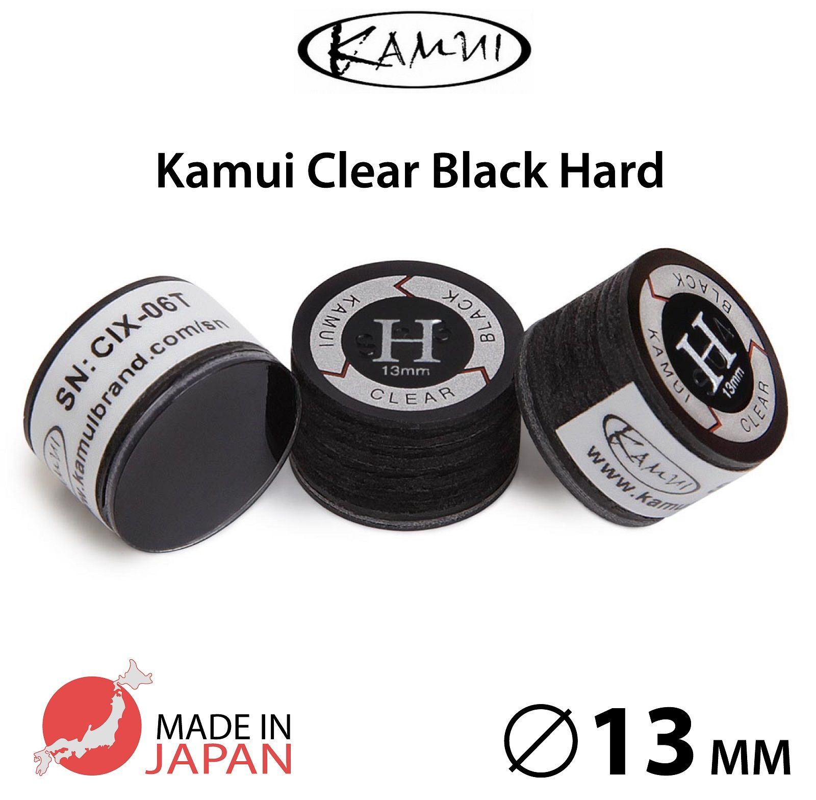 Наклейка для кия Kamui Clear Black 13мм Hard, многослойная, 1 шт.