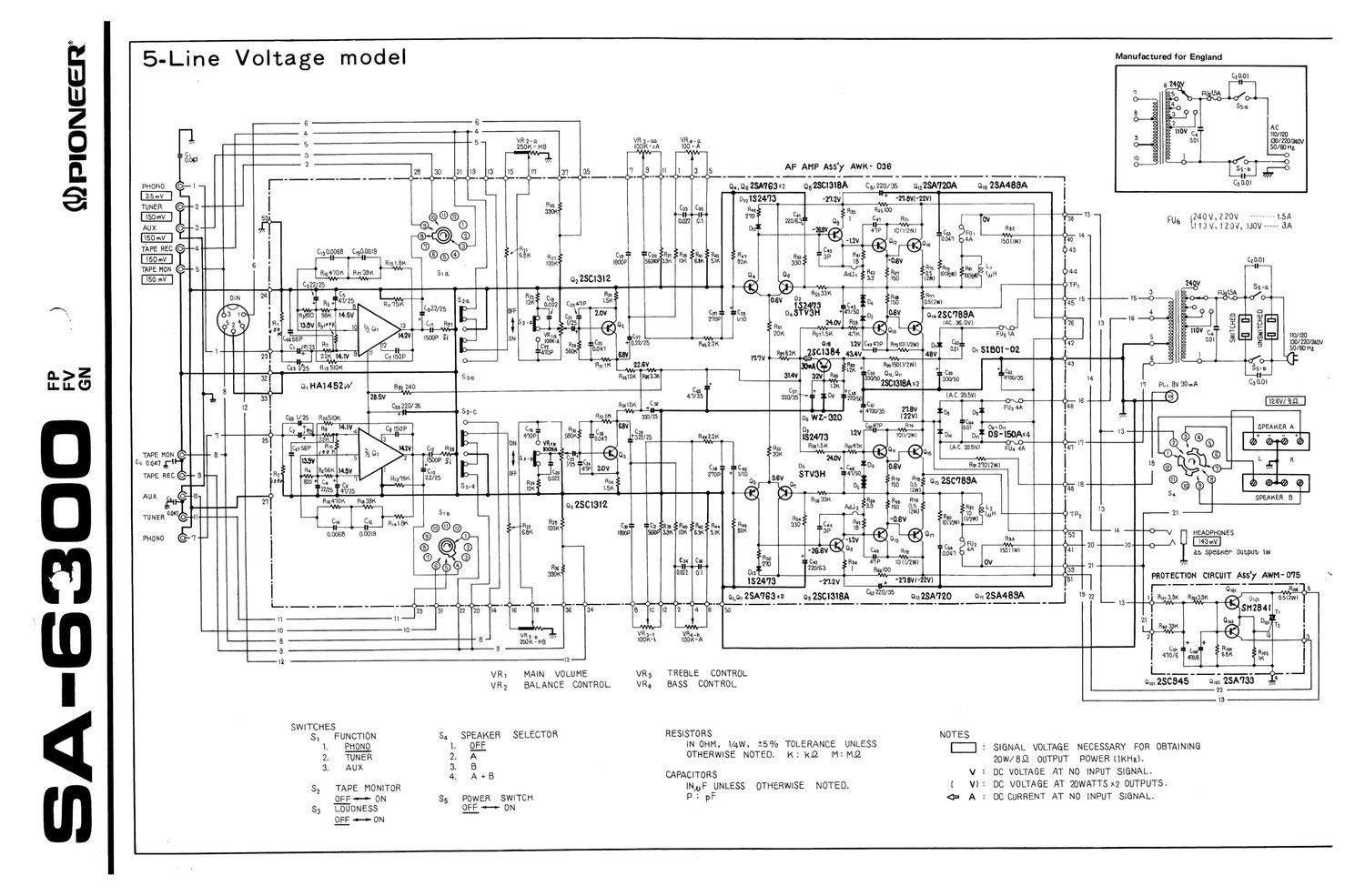 Hi-FiусилительPioneerSA-6300(Japan,110V,1972г.).Товаруцененный