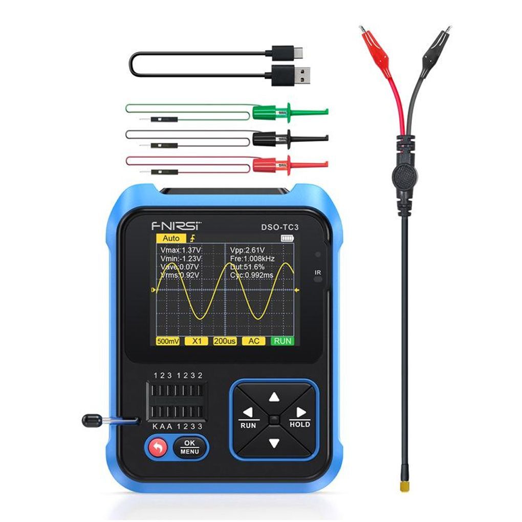 Тестер транзисторов с осциллографом и генератором сигналов FNIRSI DSO-TC3  (3 в 1)