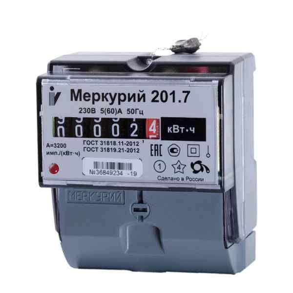 Счетчик электроэнергии Инкотекс Меркурий 201.7 1т, 1ф, 1кл, 220В, 5-60А