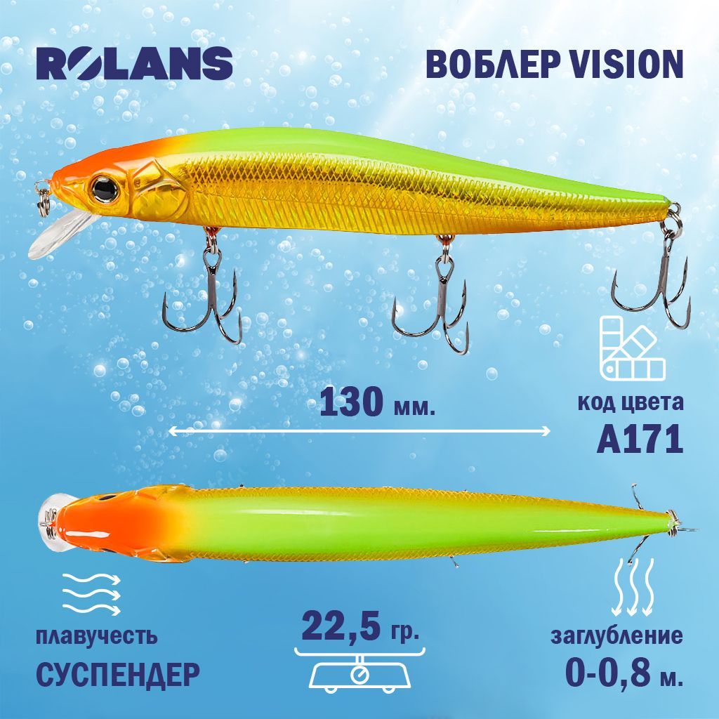 Воблер Rolans Vision 130 SP (Длина (мм) 130; Вес (гр.) 22,5 / A171)