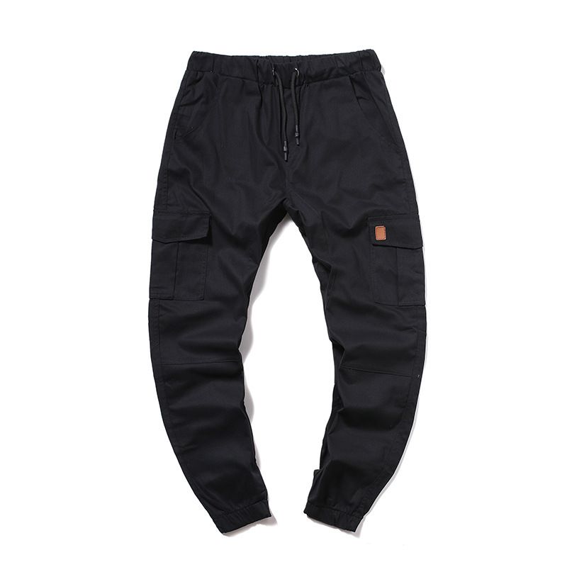 Solid Drawstring Cargo Jogger Pants