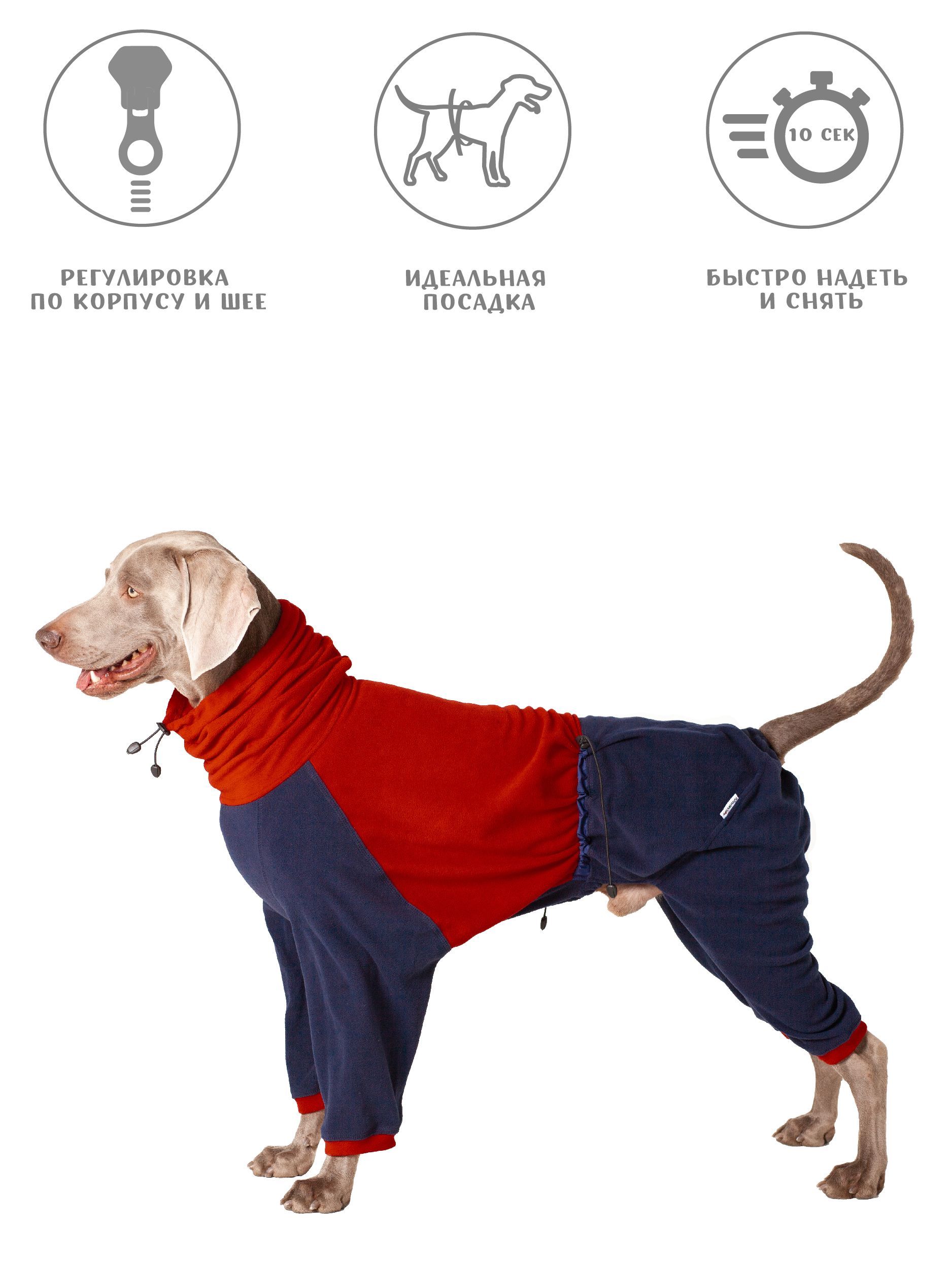 Флисовый комбинезон для собак на молнии , цвет красно-синий , размер M1 -  купить с доставкой по выгодным ценам в интернет-магазине OZON (1166658288)