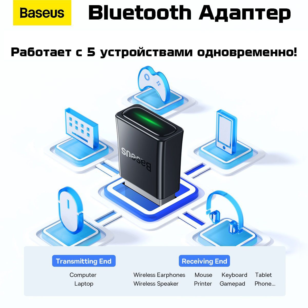 Bluetooth-адаптер Baseus 00-90012354 Bluetooth 5,3 - купить по низким ценам  в интернет-магазине OZON (1179921045)