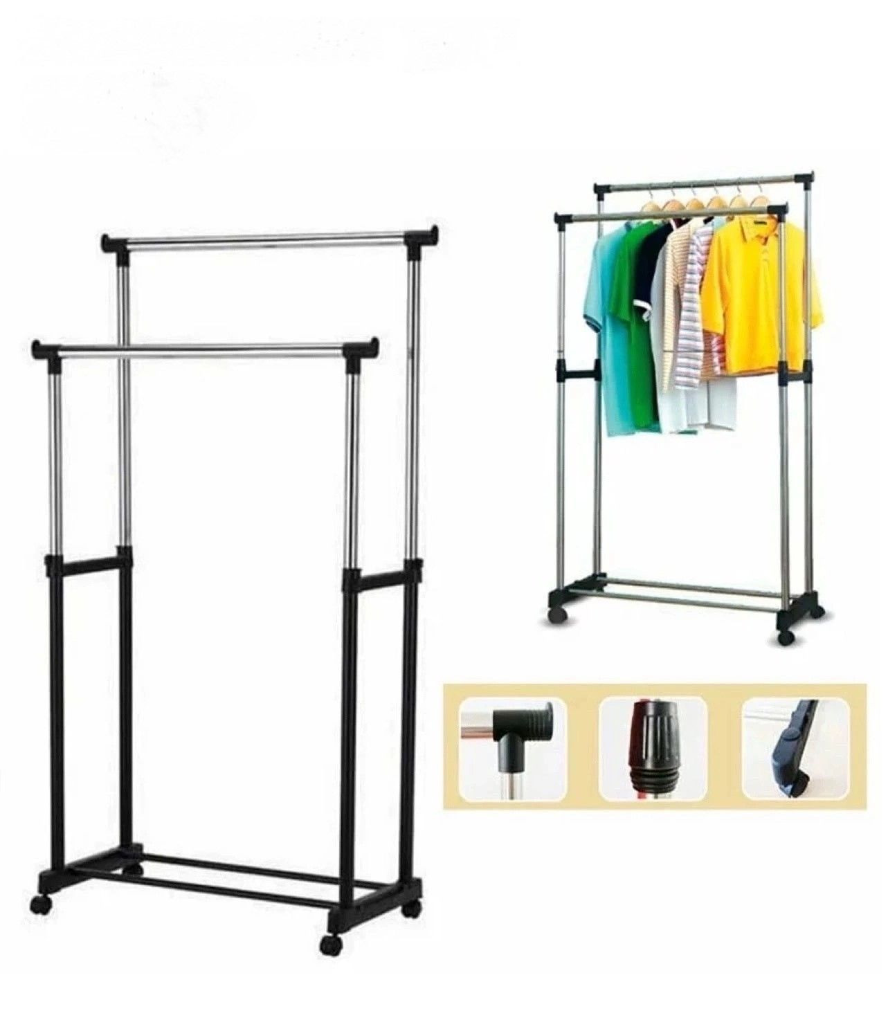 Вешалка двойная на колесиках. Double Pole Telescopic clothes Rack. Напольная передвижная стойка для одежды Single-Pole Telescopic clothes Rack. Двойная вешалка для одежды. Вешалка напольная двойная.