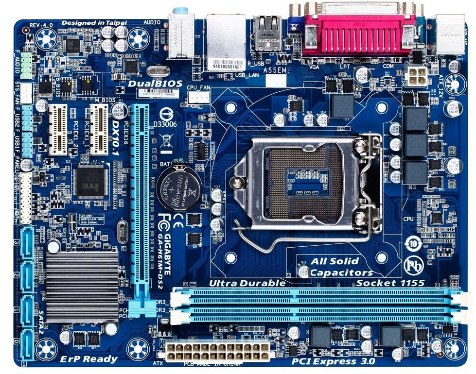 Материнская плата Socket 1155 Gigabyte GA-H61M-DS2 rev 4.x