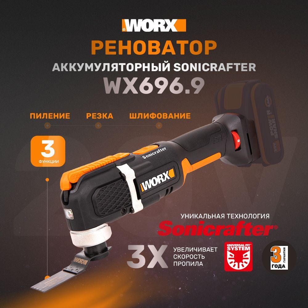 РеноватораккумуляторныйWORXWX696.9,20В,безАКБиЗУ