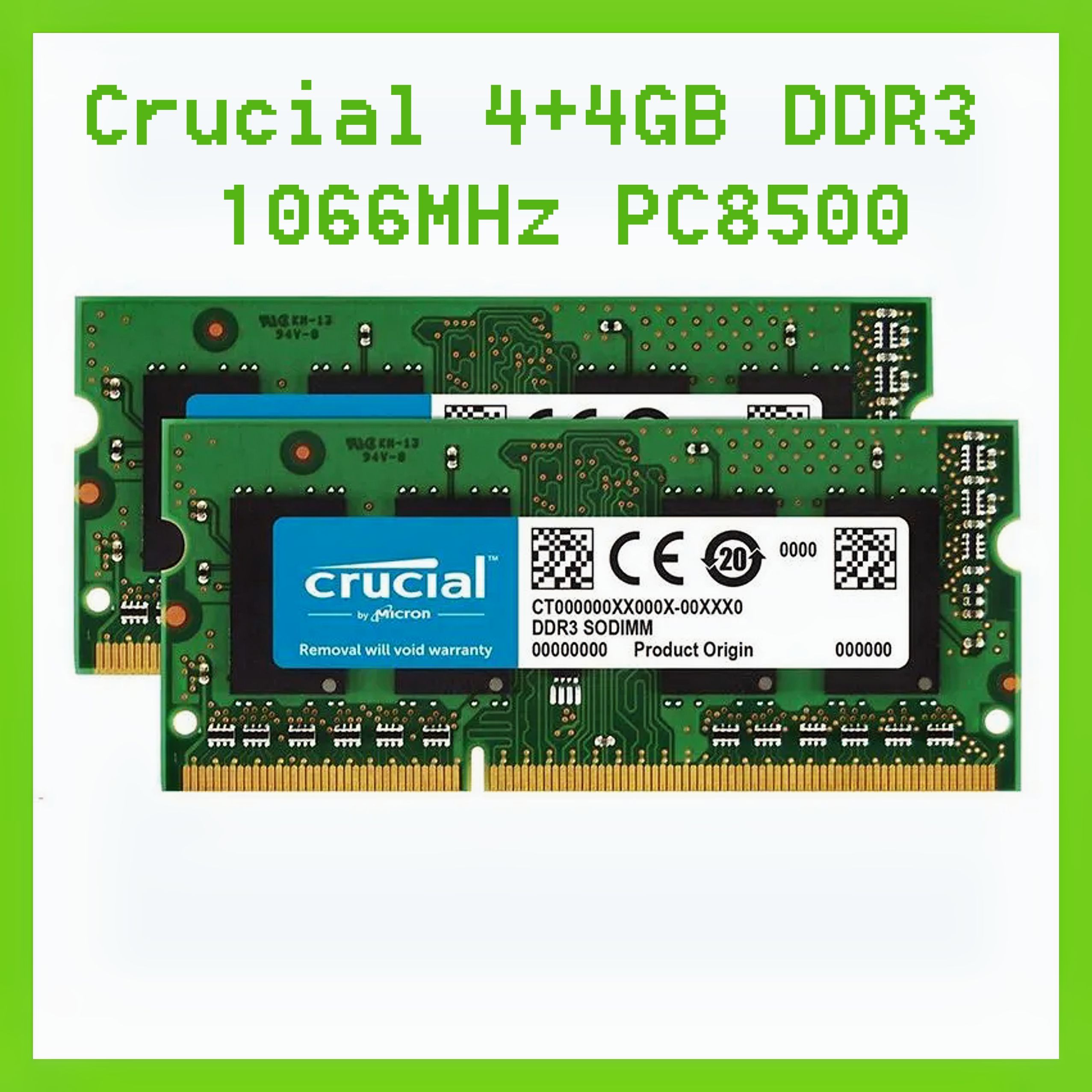 CrucialОперативнаяпамять4GBDDR31066MHzPC8500SODIMM2x4ГБ(CT102464BF850B/C16)