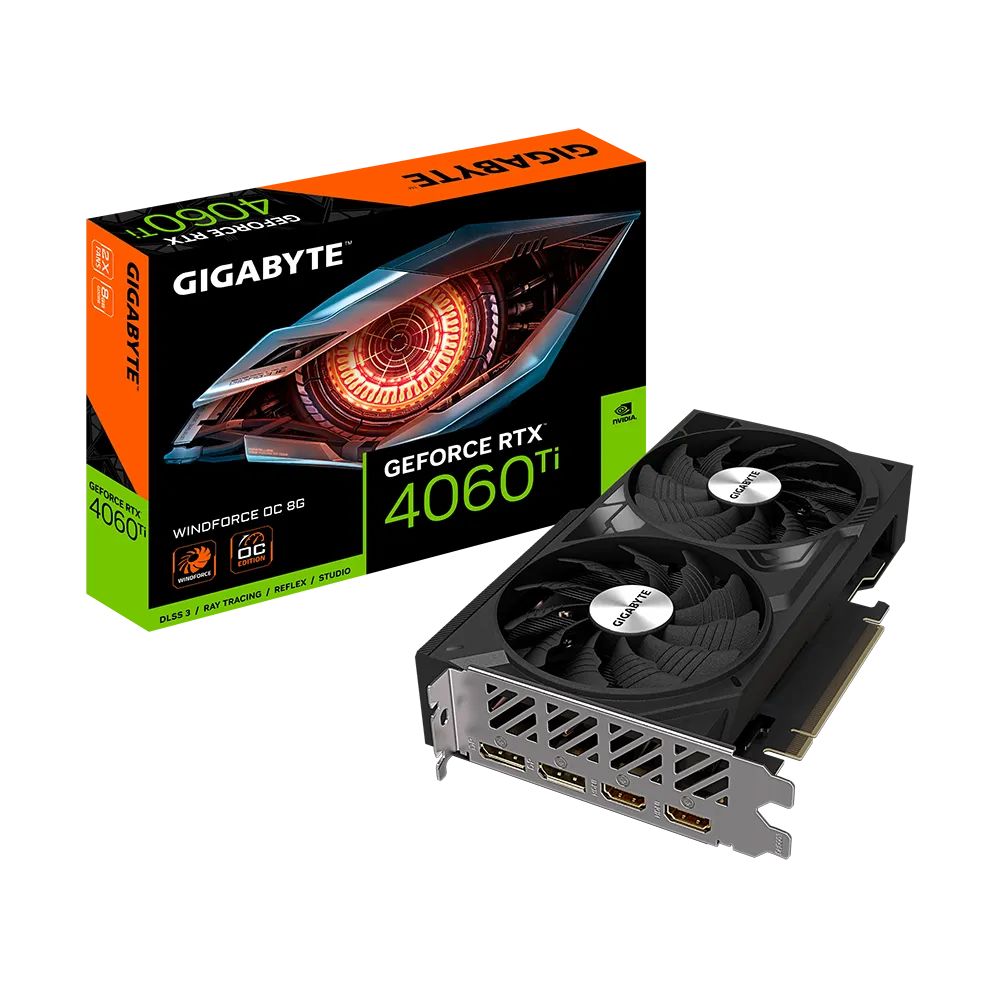 Gigabyte Видеокарта GeForce RTX 4060 Ti WINDFORCE OC 8 ГБ (GV-N406TWF2OC-8GD)