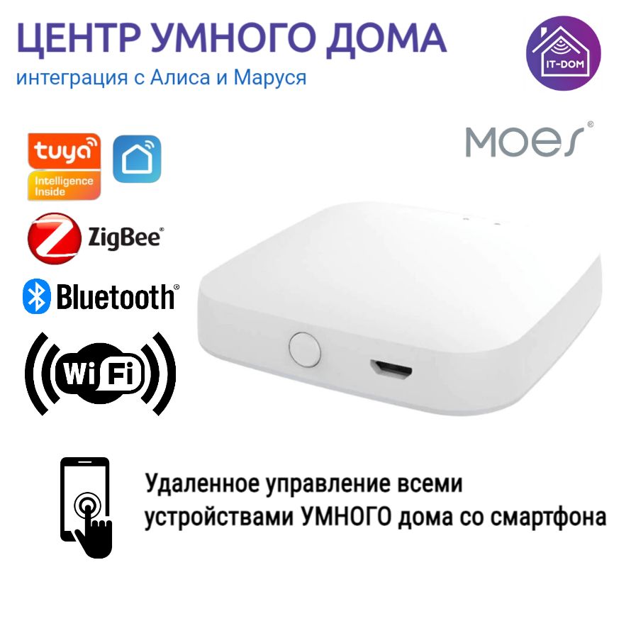 Центр Умного дома Moes Bluetooth, Zigbee, Wi-Fi MHUB-W, шлюз, с Алиса,  Маруся, Сбер и Google Home - купить с доставкой по выгодным ценам в  интернет-магазине OZON (1081502139)