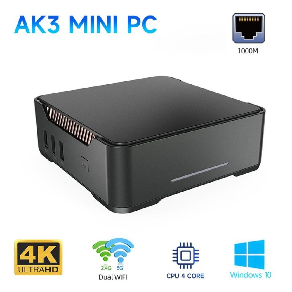 Findarling Мини-ПК AK3V (Intel Celeron J3455, RAM 8 ГБ, SSD 128 ГБ, Intel HD Graphics, Windows 10 Pro), белый